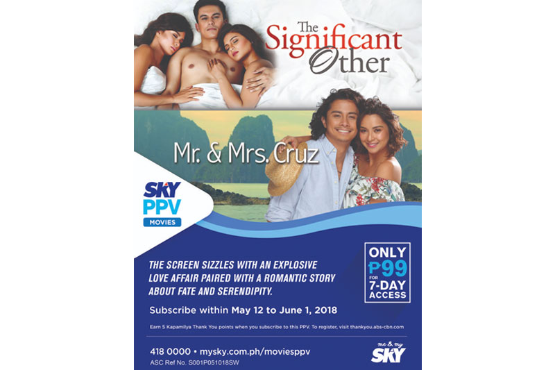 Mr. and Mrs. Cruz premieres on TV via SKY Movies PPV ABS CBN