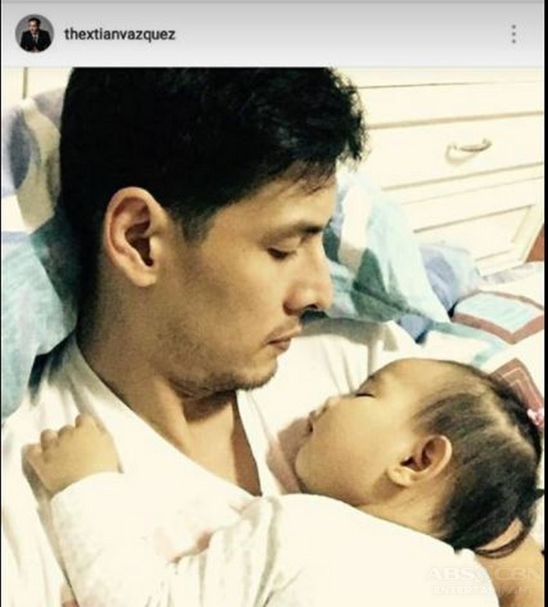 Christian Vasquez with his baby girl